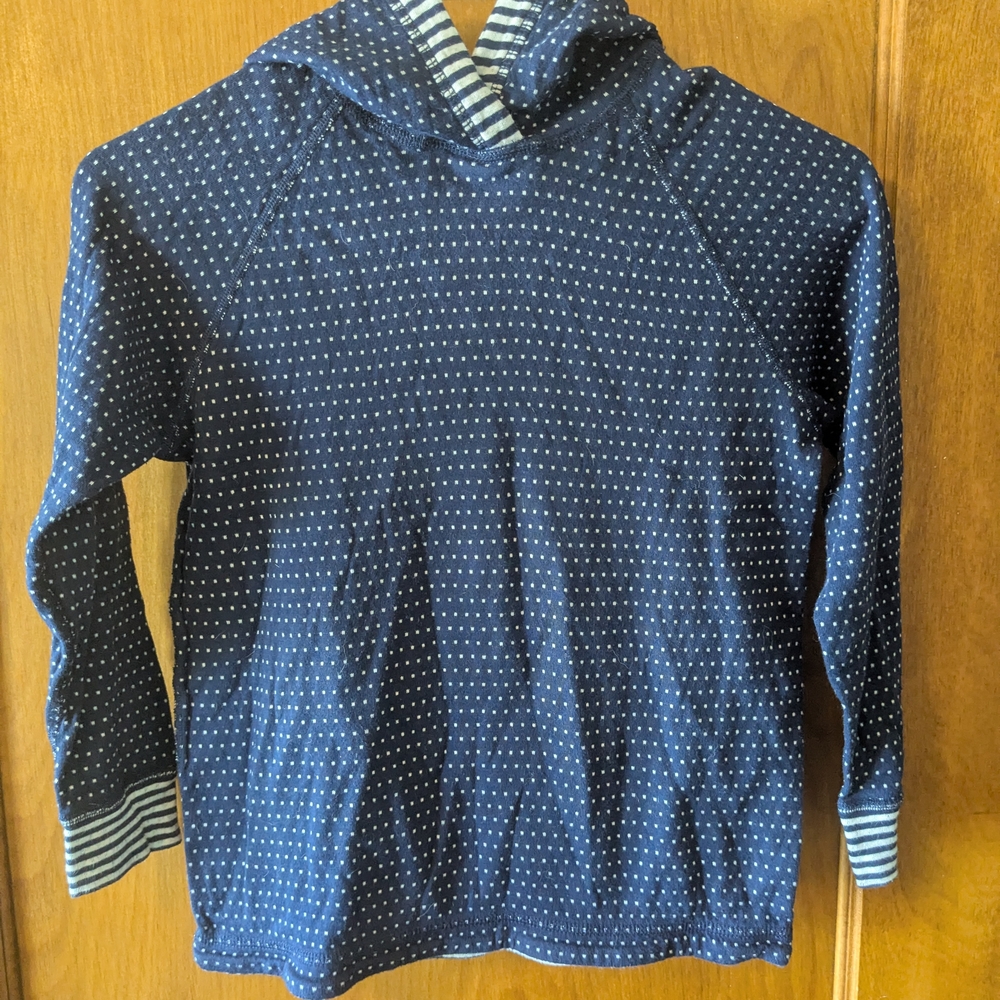 Hanna Andersson Navy and White Striped Hooded Sweater